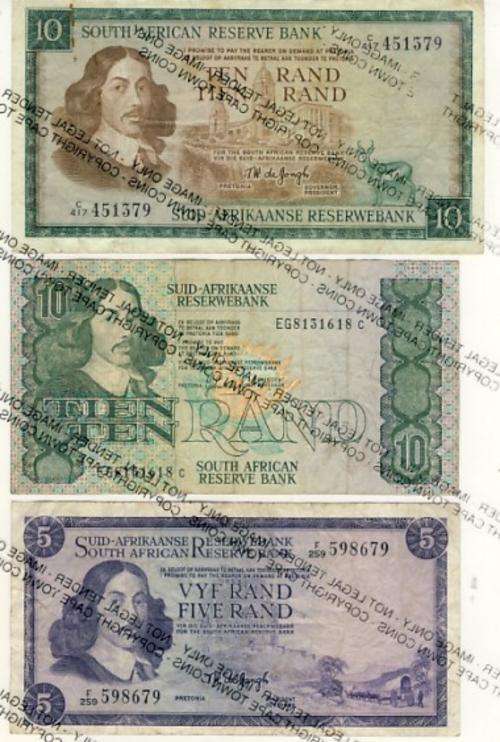Lot of 6 old SA banknotes