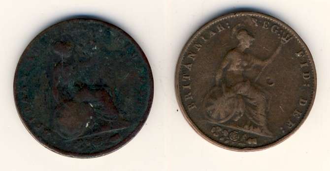 Great Britain 1843 & 1856 Victorian half pennies