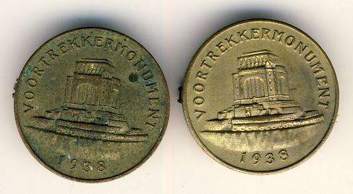 Lot of 2 Voortrekker Monument  badges 1938 - one broken pin