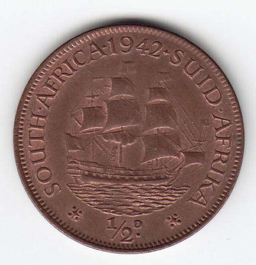 SAU UNC 1942 half penny UNC - Book value R650
