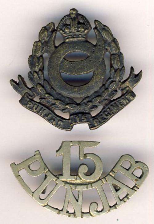 Indian Army 15 Punjob cap and Shoulder title