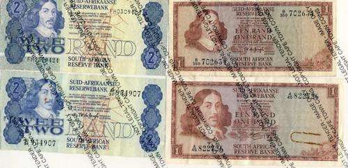 Lot of 14 old South African banknotes