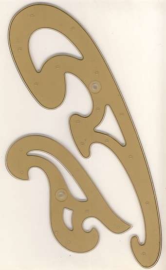 Lot of 2 French curve Stencils - large one is 32 cm long - as per scan