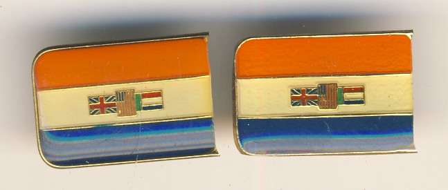 Pair of Old SA flag pin badges