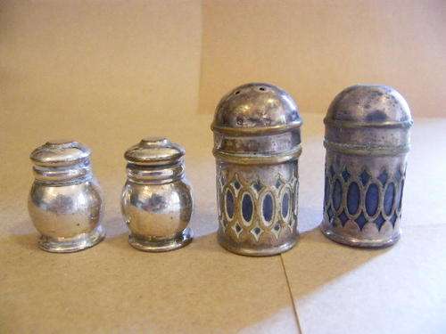 2 Pairs of Silverplated Salt & Pepper pots - @@@ Crazy R1 Start