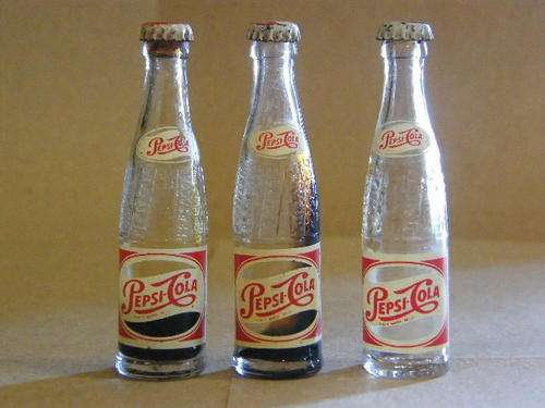 Lot of 3 miniature Pepsi bottles - as per scan