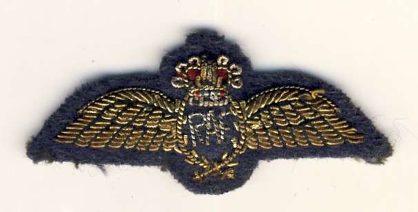 Royal Air Force Pilot's Wings in Bullion Wire - as per scan