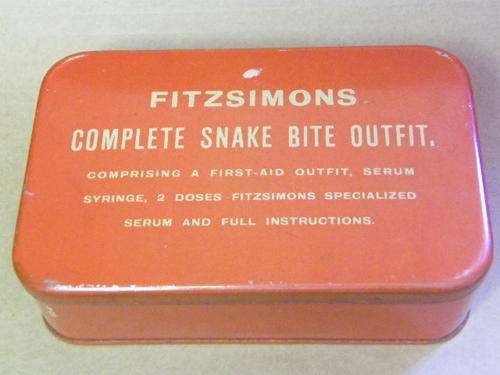 Fitzsimons complete snake Bite kit in tin as per photos - 1940's