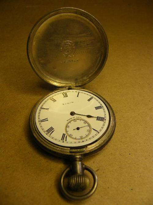 Pocket watch - Elgin - needs glass -925 silver