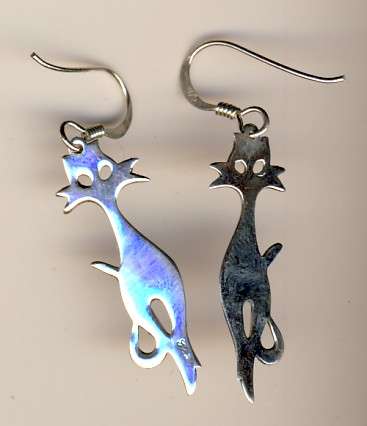 Sterling Silver Cat earrings - as per scan