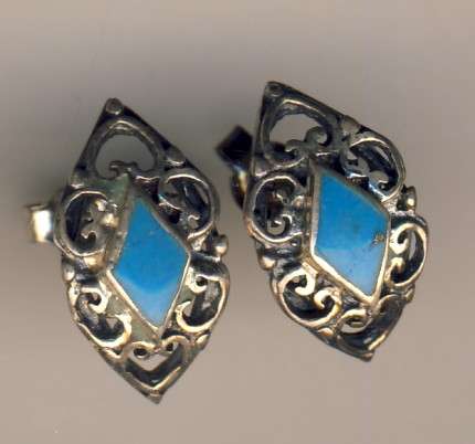 Sterling Silver earrings with blue stones - as per scan