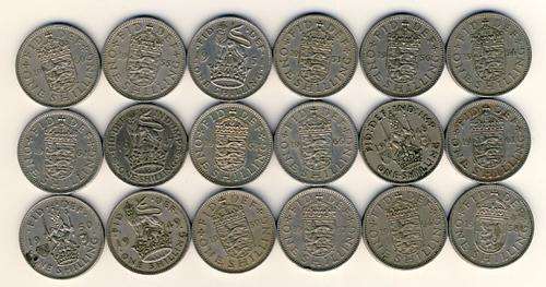 Lot of 18 different year Shillings - as per scan
