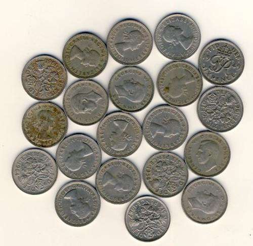 Great Britain - Lot of 20 Six Pence - as per scan