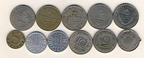 Austria - Lot of 11 coins - @@@ Crazy R1 Start