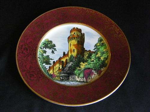 Actual Etching of Warwick Castle plate, Warwick shire Hand Painted - made in England