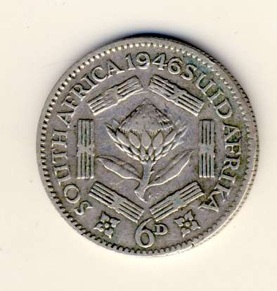 SAU - 1946 Sixpence - Scarce - CRAZY WEDNESDAY