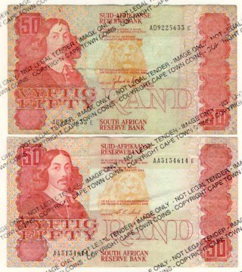 SA - Pair of GPC de Kock & CL Stals R50 notes - as per scan