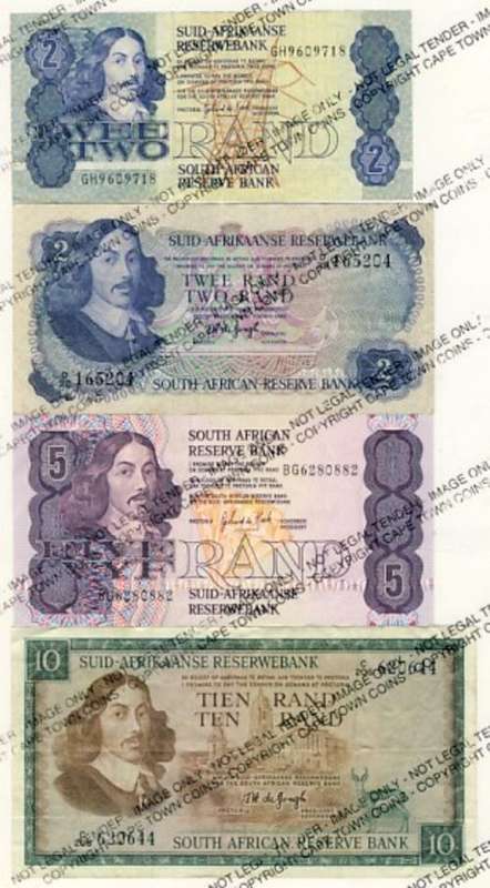 SA - Lot of 6 different old South Africa notes - as per scan