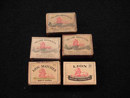 Five boxes of Lion matches (vintage) @@@ Crazy R1 Start