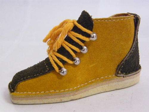Vintage Leather Shoe shaped matchbox holder - 10cm x 6cm