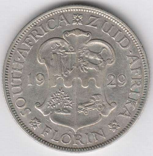 1929 SA Union 2 shilling Florin VF - as per phtoo