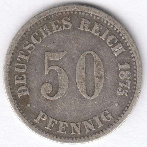 1875 D German Empire 50 pfennig - as per photo