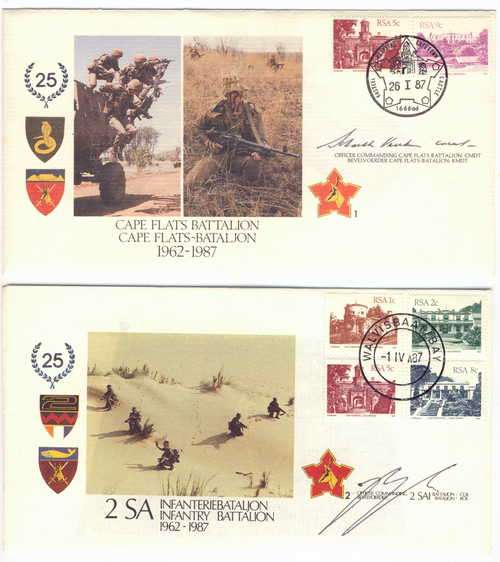 Lot of 26 SA Army  FDC`s commemorating 25 years 1962 - 1987 - signed by officers commanding