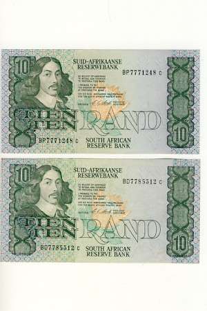 4 x Stals banknotes 2 x R5 2x R10