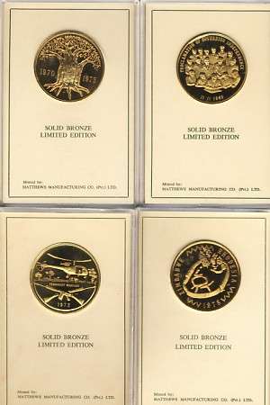 Set of 4 Rhodesia history medallions as per scan - In Slabs