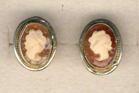 Lovely Cameo set- Brooch & earrings - set in silver