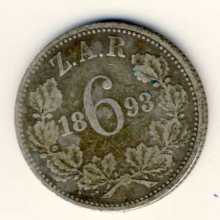 1893 Kruger sixpence Book value of R950 in F @@@ Crazy R1 Start