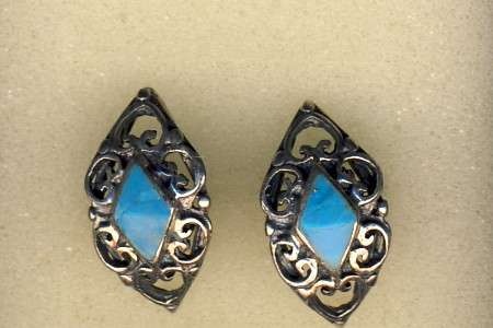 Pair of antique silver enameled earrings REDUCED