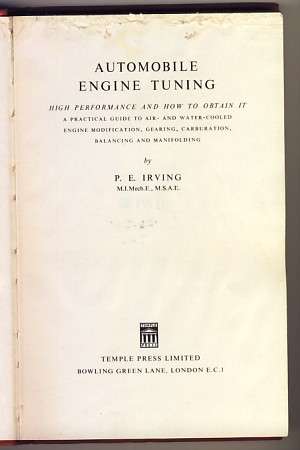 Automobile Engine Tuning by P. E. Irving