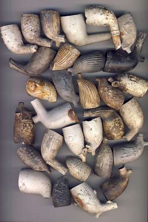 30 Clay pipe bowls excavated from an old British Boer War campsite near Bloemfontein