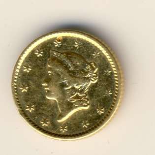 USA 1851 gold dollar ex mount