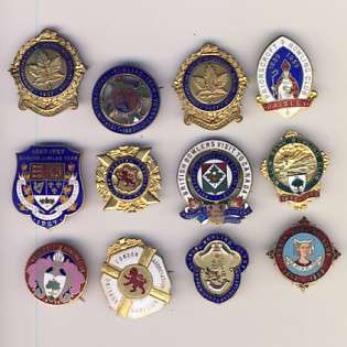 Lot of 12 bowling badges from the 1920's