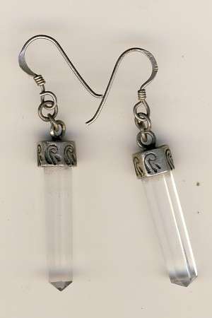 Silver and crystal earrings as per scan