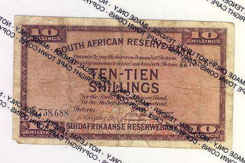 Postmus - only issue December 1941 Ten Shilling as per scan