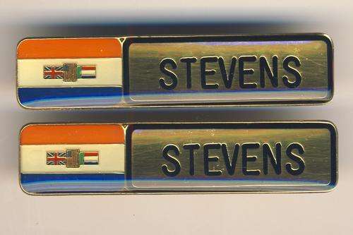 Set of SADF Name tags with old SA Flag - Stevens