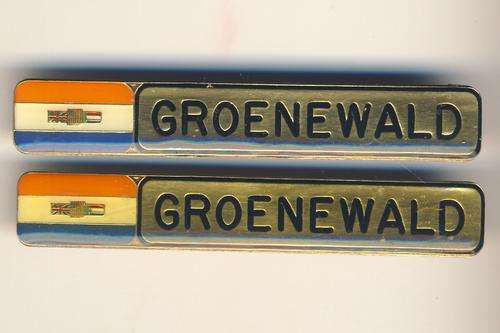 Set of SADF Name tags with old SA Flag - Groenewald - CRAZY WEDNESDAY