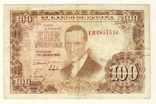 Spain 1953 banknote 100 pesetas @@@ Crazy R1 Start