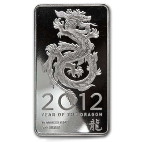10oz Silver Bar (NTR 2012 Year of the Dragon)