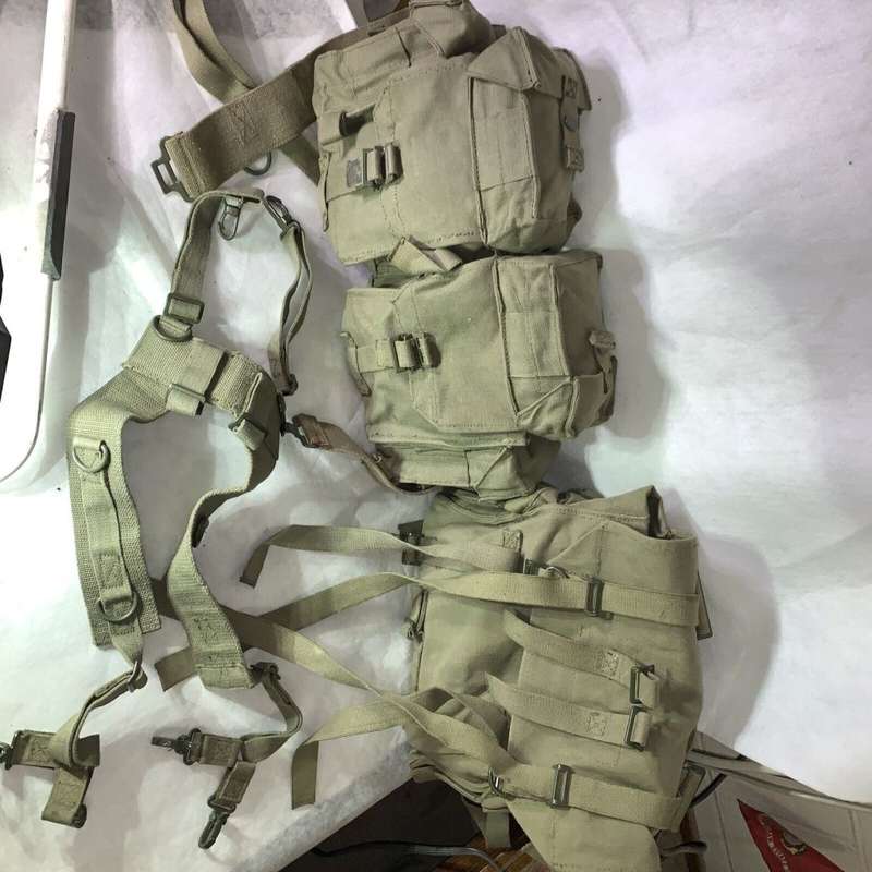 1991 South African SADF Pattern 70 Rucksack Web Gear Kidney Pouches Belt Suspenders