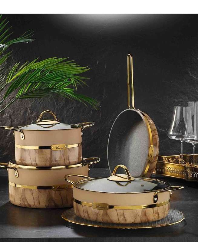 Brioni Selection 7 Piece Granite Cookware Set - Cream