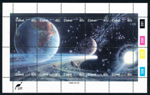 Ciskei - 1986 - Halleys Comet - m/sheet unhinged mint . SACC 87-96 .