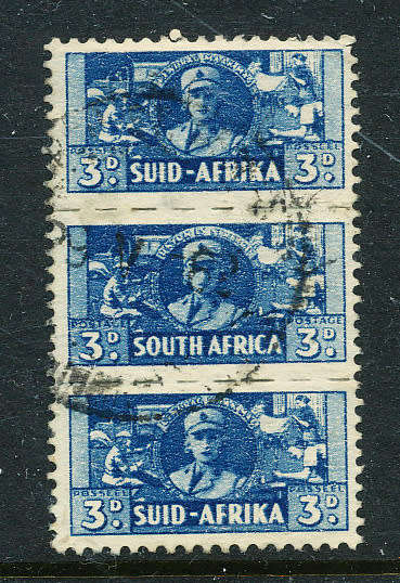 South Africa - 1942 - 1944 - 3d blue unit fine used . SACC 99 .