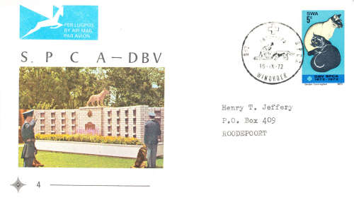 South West Africa Official F.D.C.`s cover no 4 addressed . SACC 4 .