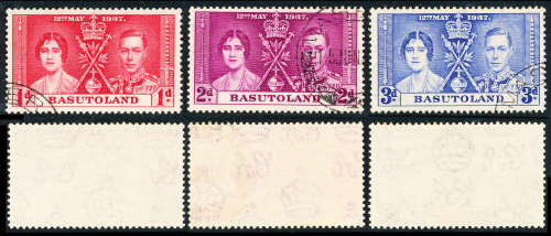 Basutoland - 1937 - Coronation - set of 3 fine used . SACC 15-17 .