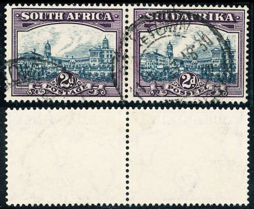 South Africa - 1930-1945 - 2d slate-grey and lilac fine used horiz pairs . wmk upright . SACC 44 .