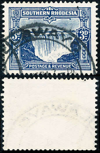 Southern Rhodesia - 1931 - Geo V - 3d blue fine used . SACC 18 .